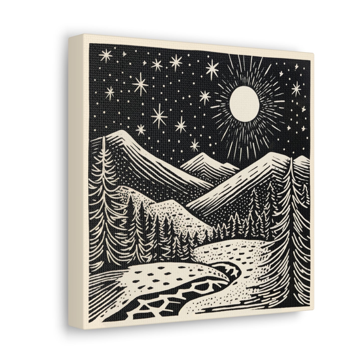 Full Moon Woodsy Night - Canvas Gallery Wrap