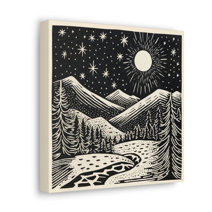 Full Moon Woodsy Night - Canvas Gallery Wrap