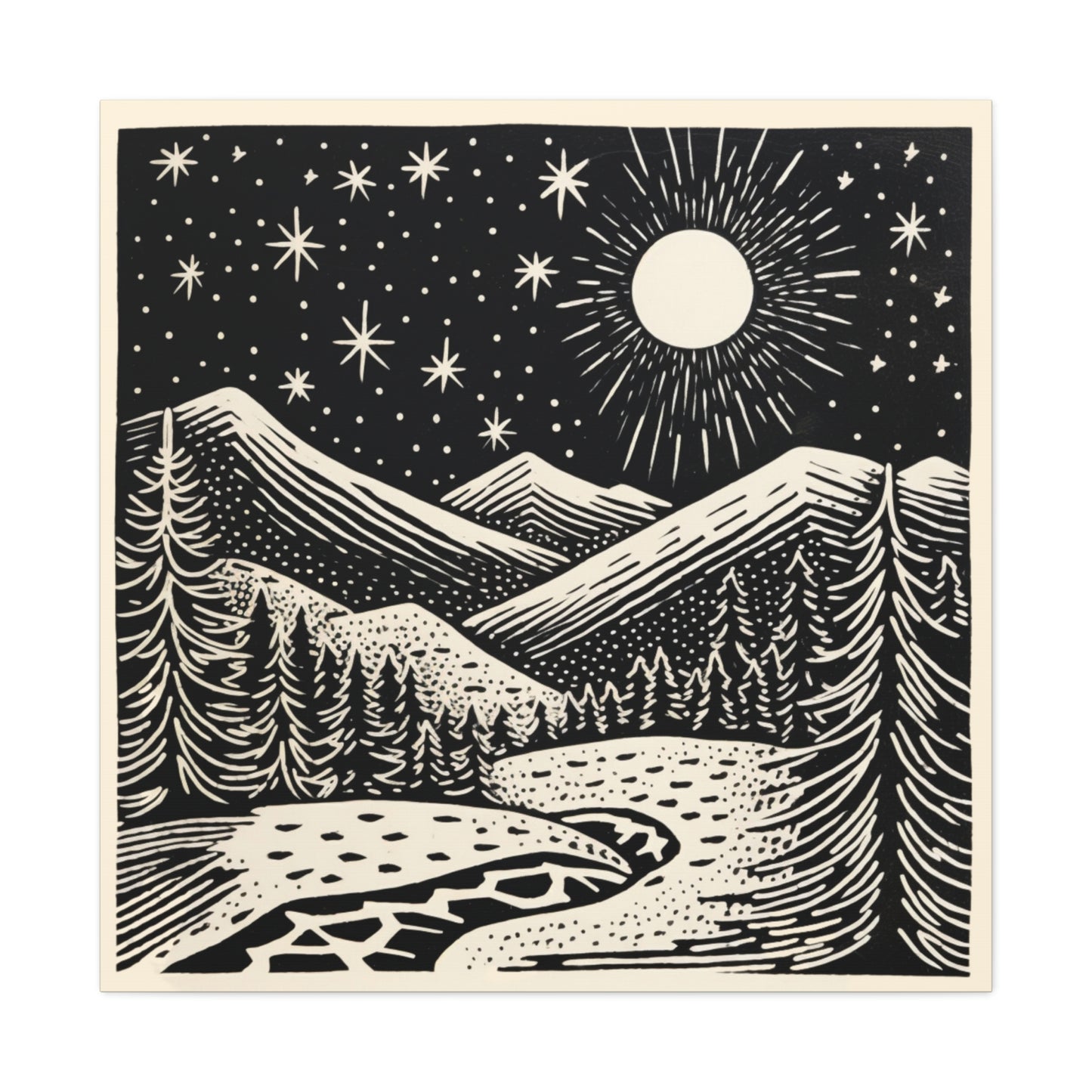 Full Moon Woodsy Night - Canvas Gallery Wrap