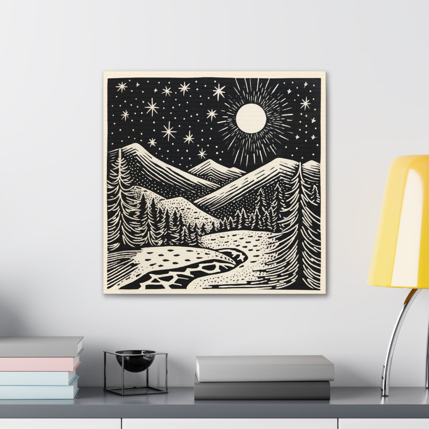 Full Moon Woodsy Night - Canvas Gallery Wrap
