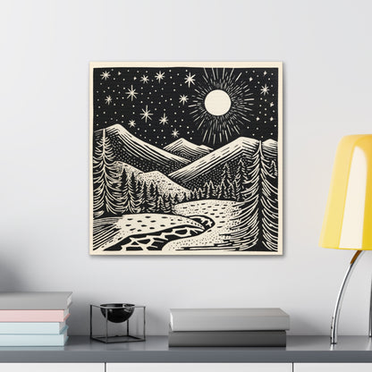 Full Moon Woodsy Night - Canvas Gallery Wrap