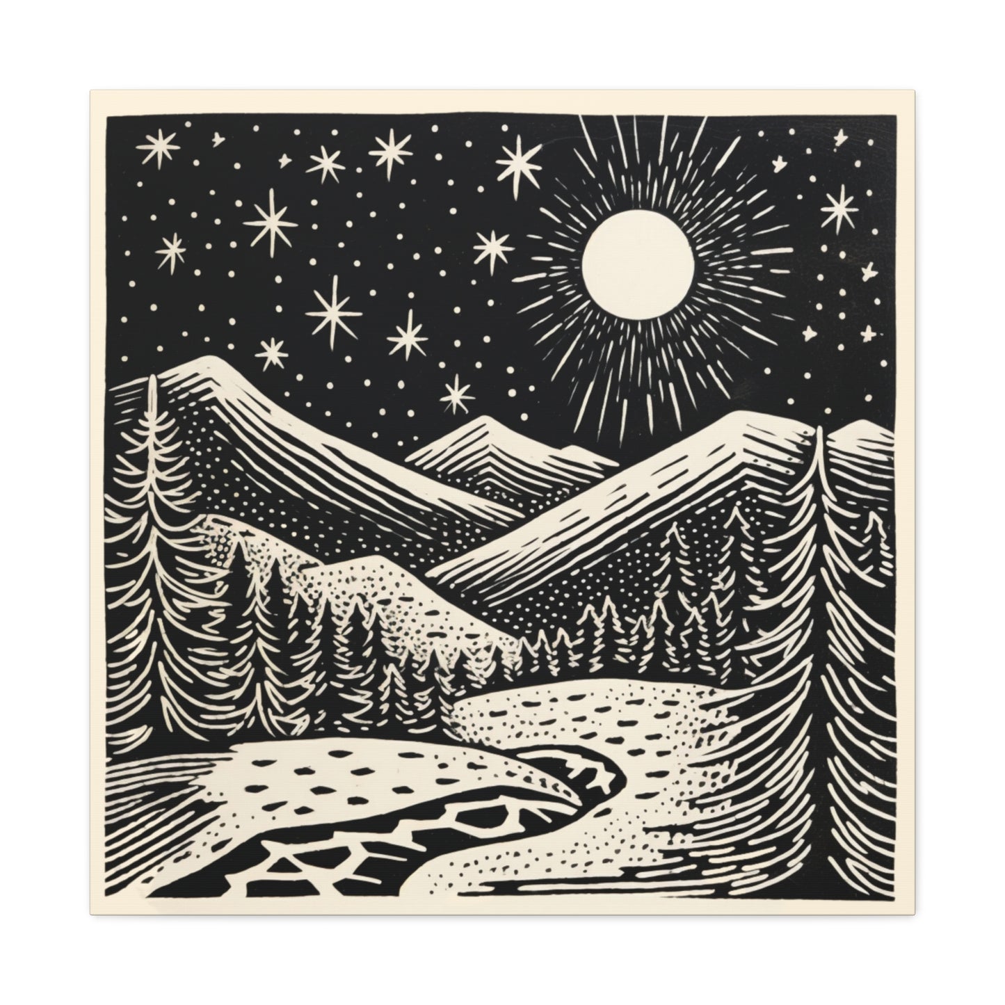 Full Moon Woodsy Night - Canvas Gallery Wrap