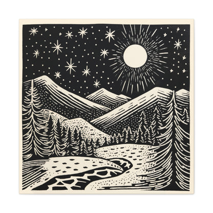 Full Moon Woodsy Night - Canvas Gallery Wrap