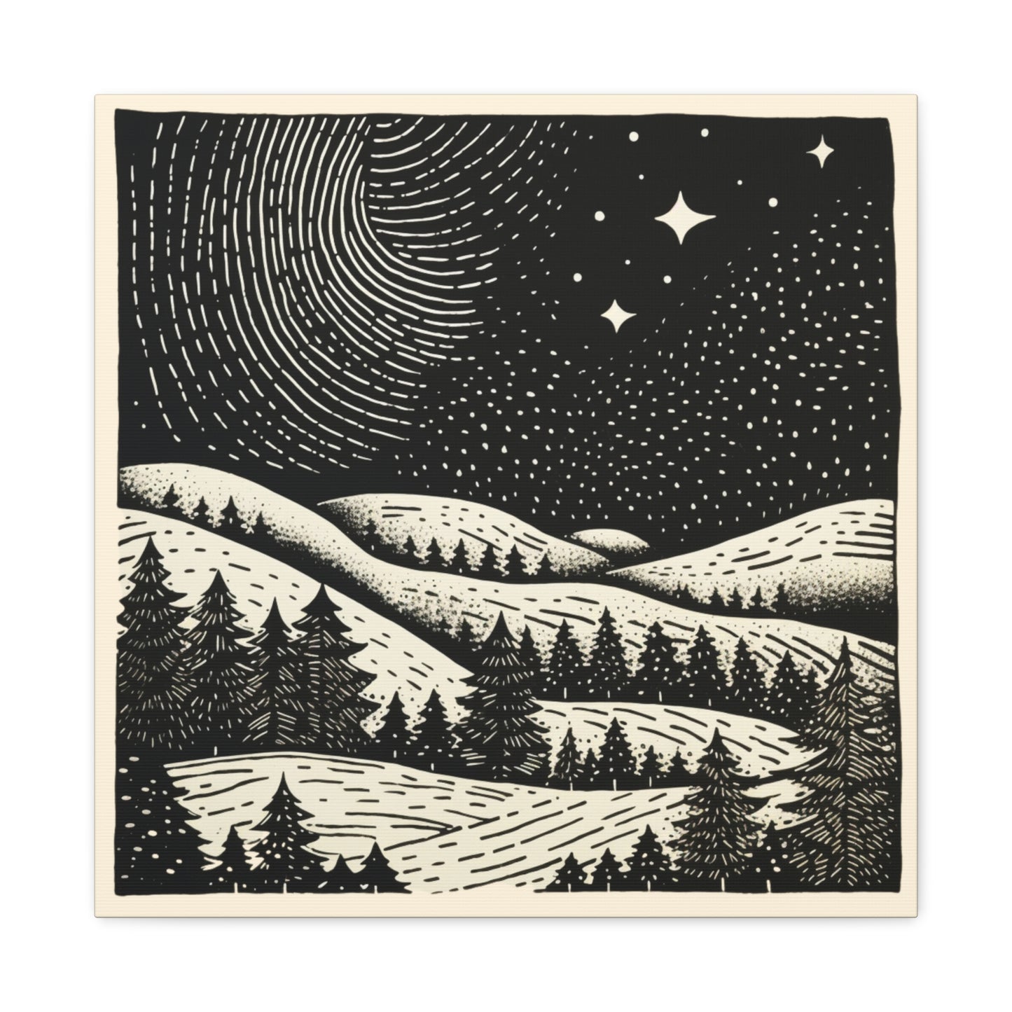 Starry Night Woodsy Night - Canvas Gallery Wrap