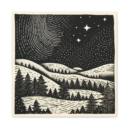 Starry Night Woodsy Night - Canvas Gallery Wrap