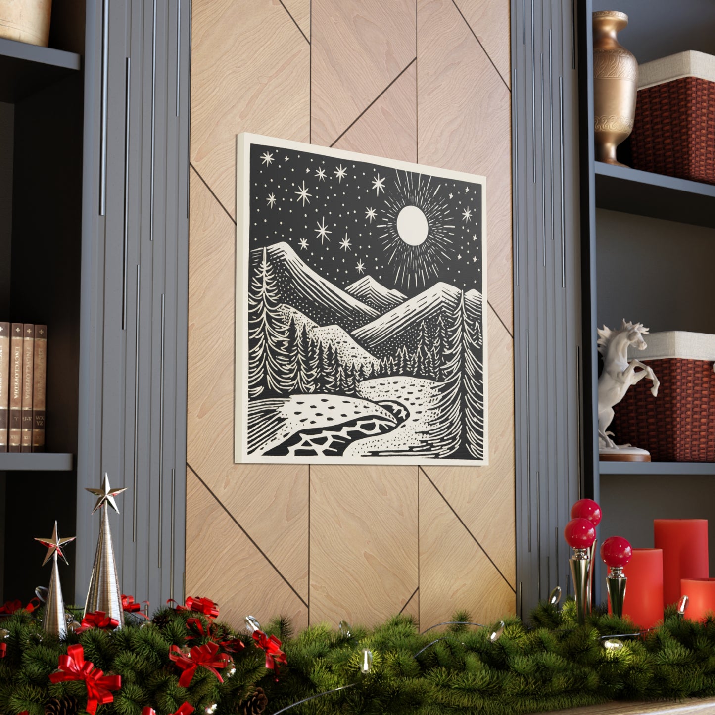 Full Moon Woodsy Night - Canvas Gallery Wrap