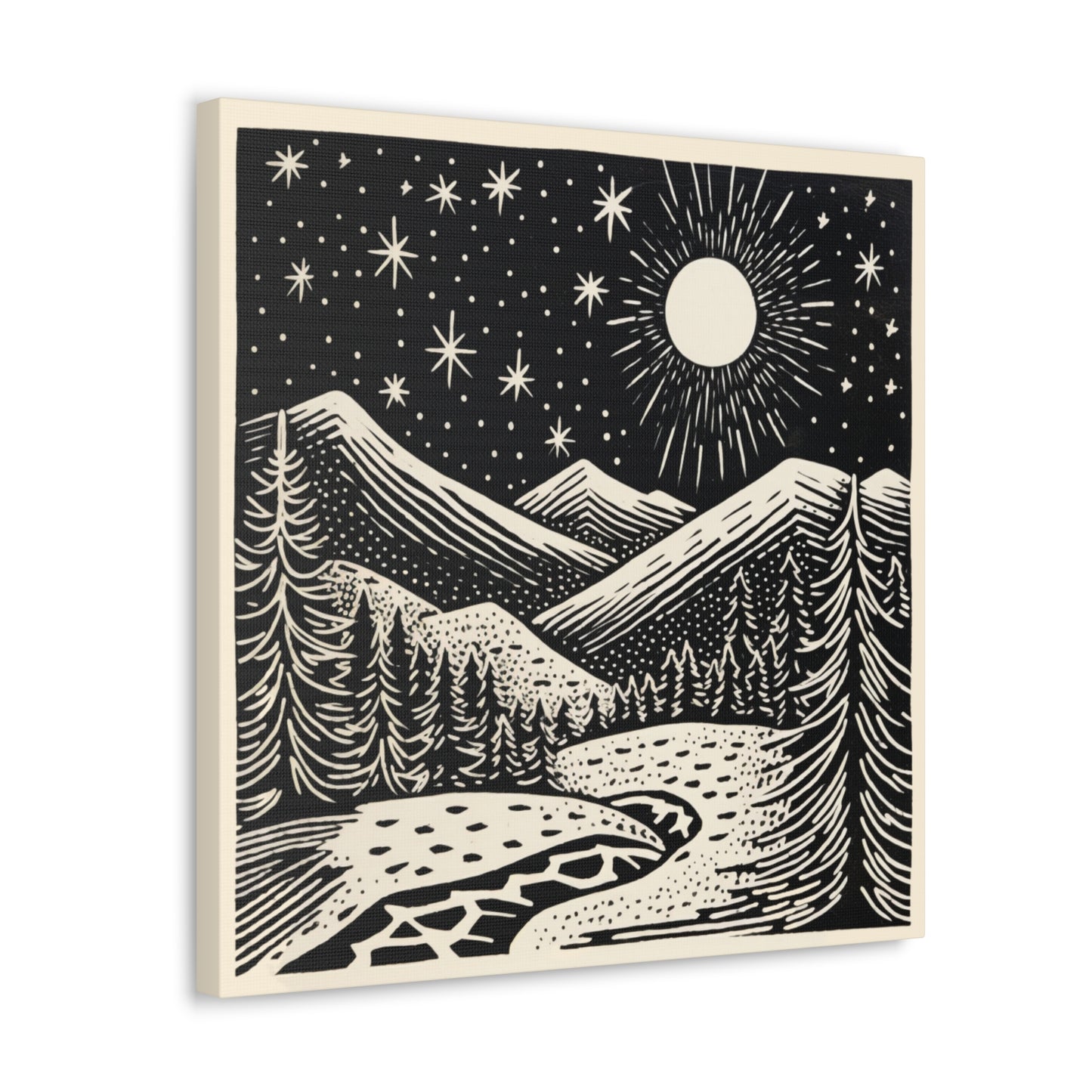 Full Moon Woodsy Night - Canvas Gallery Wrap
