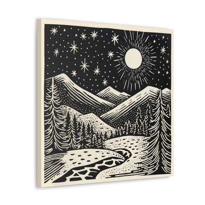 Full Moon Woodsy Night - Canvas Gallery Wrap