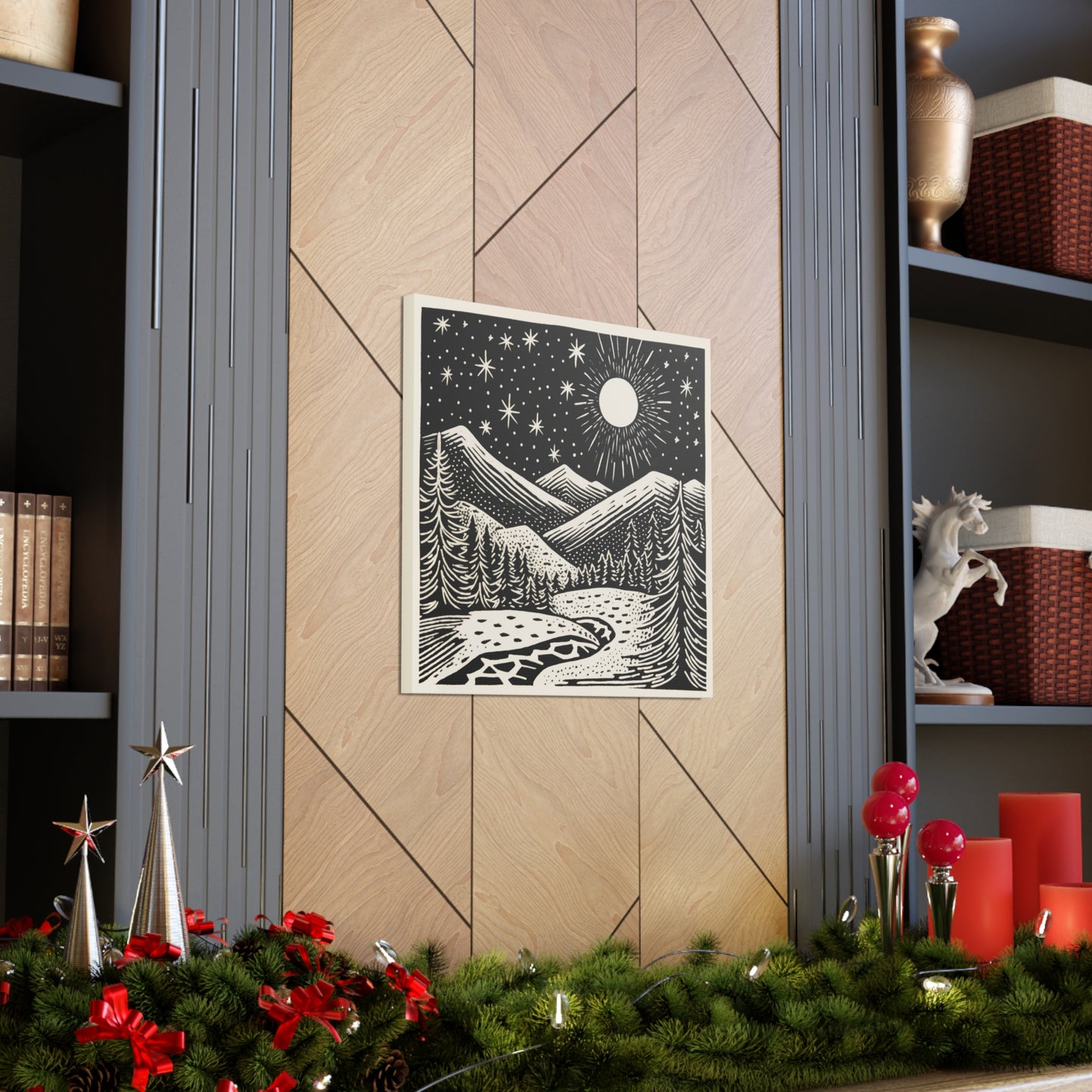 Full Moon Woodsy Night - Canvas Gallery Wrap