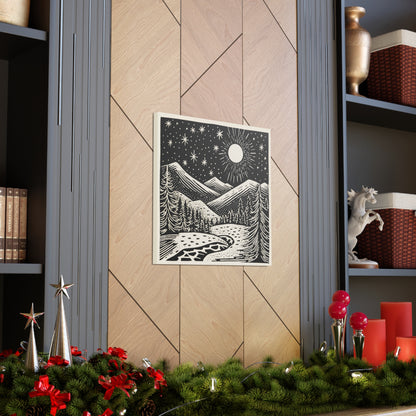 Full Moon Woodsy Night - Canvas Gallery Wrap