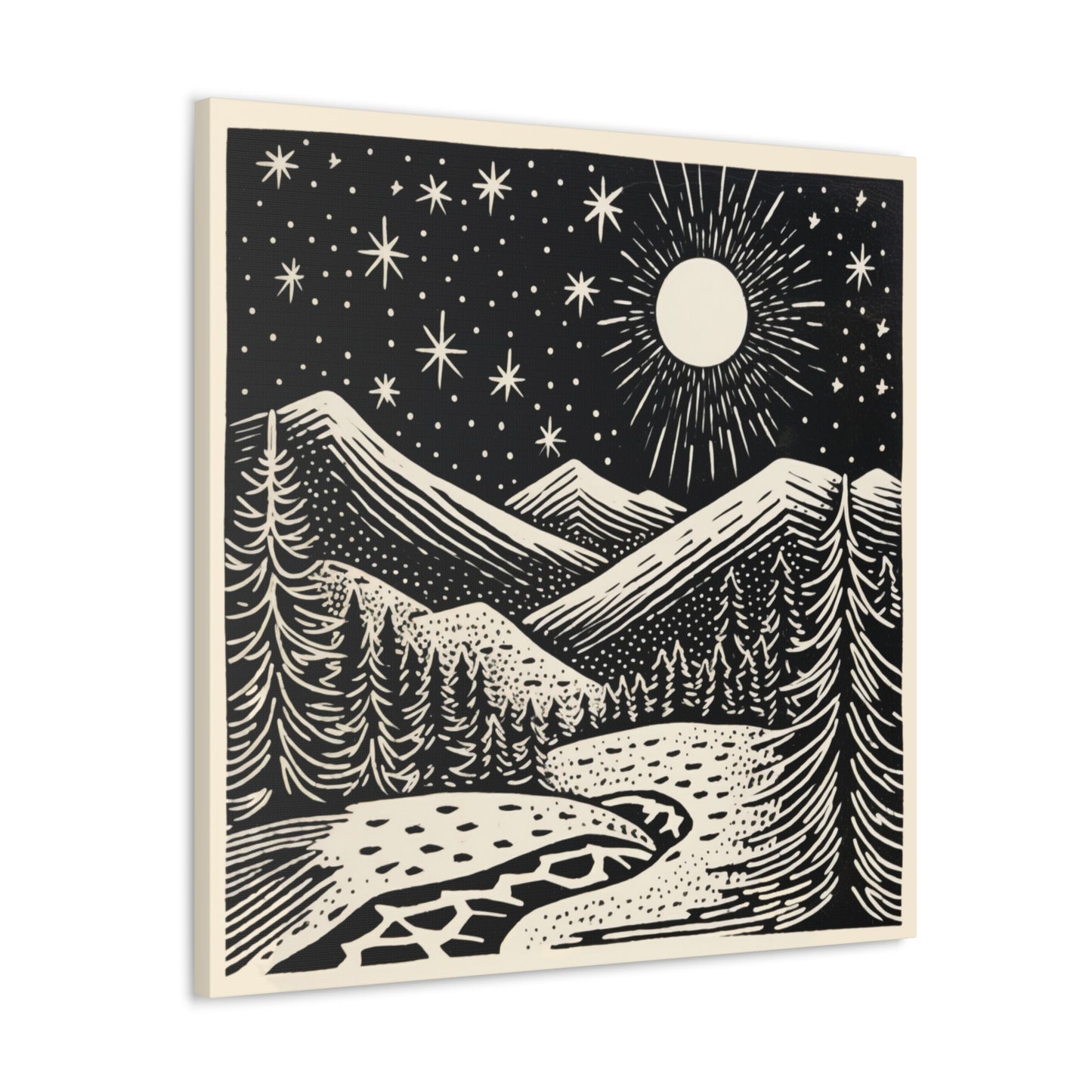Full Moon Woodsy Night - Canvas Gallery Wrap