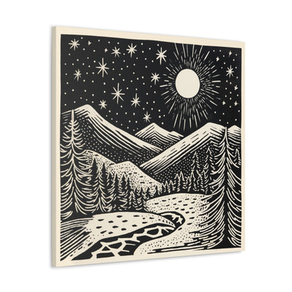 Full Moon Woodsy Night - Canvas Gallery Wrap