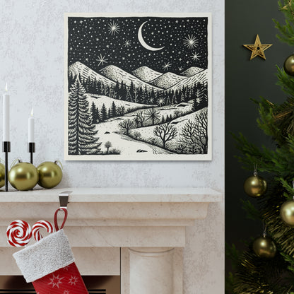 Crescent Moon Woodsy Night - Canvas Gallery Wrap
