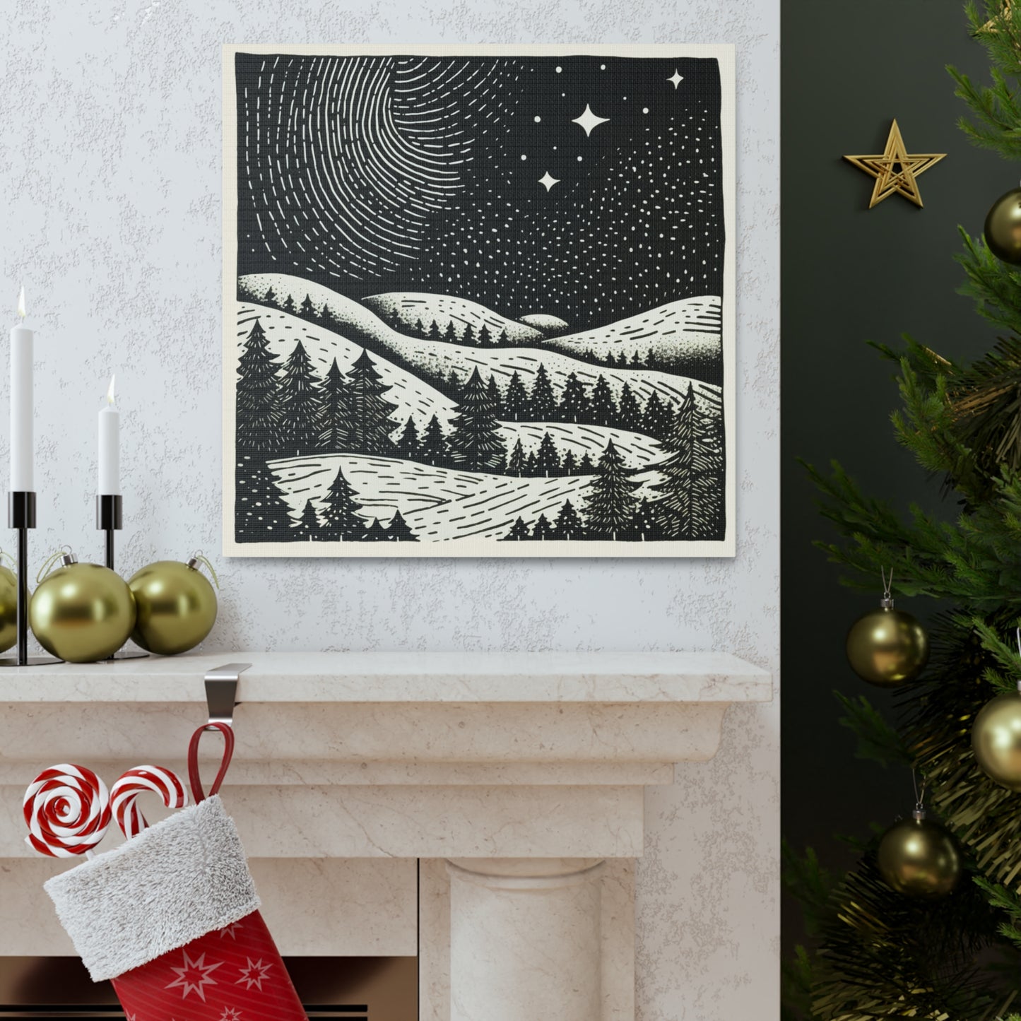 Starry Night Woodsy Night - Canvas Gallery Wrap