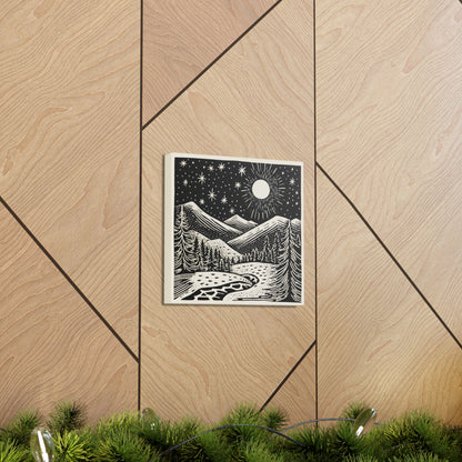 Full Moon Woodsy Night - Canvas Gallery Wrap