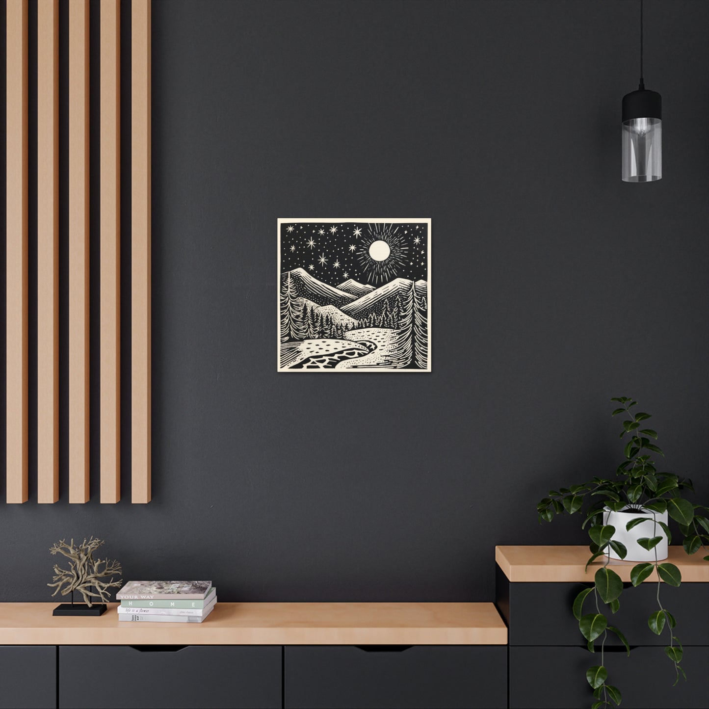 Full Moon Woodsy Night - Canvas Gallery Wrap