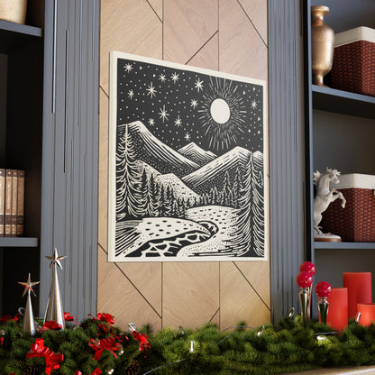 Full Moon Woodsy Night - Canvas Gallery Wrap
