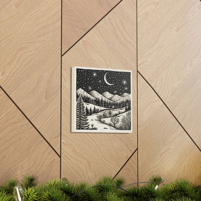 Crescent Moon Woodsy Night - Canvas Gallery Wrap