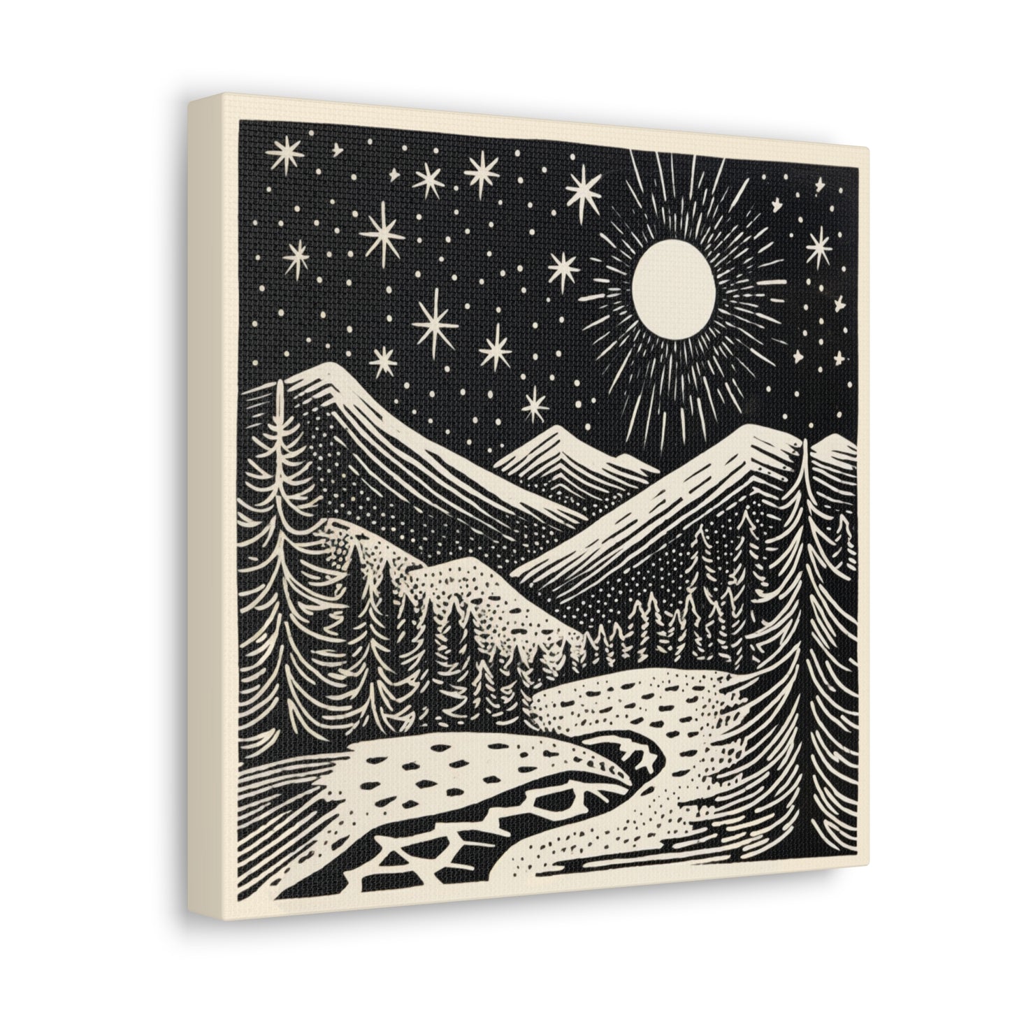 Full Moon Woodsy Night - Canvas Gallery Wrap