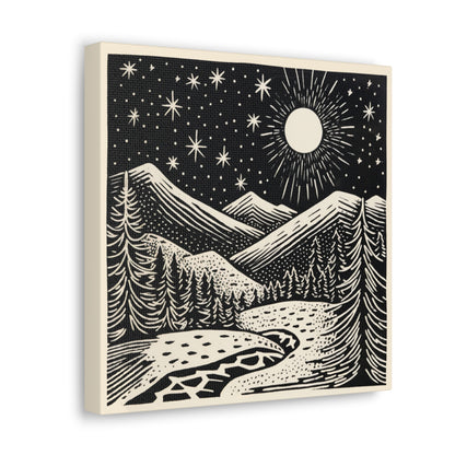 Full Moon Woodsy Night - Canvas Gallery Wrap