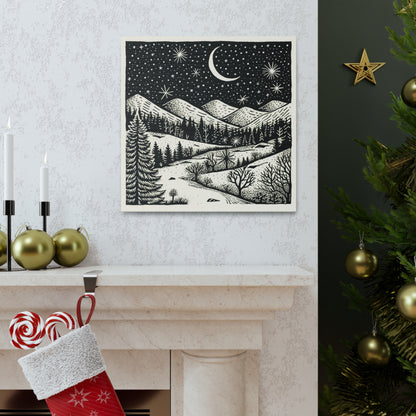 Crescent Moon Woodsy Night - Canvas Gallery Wrap