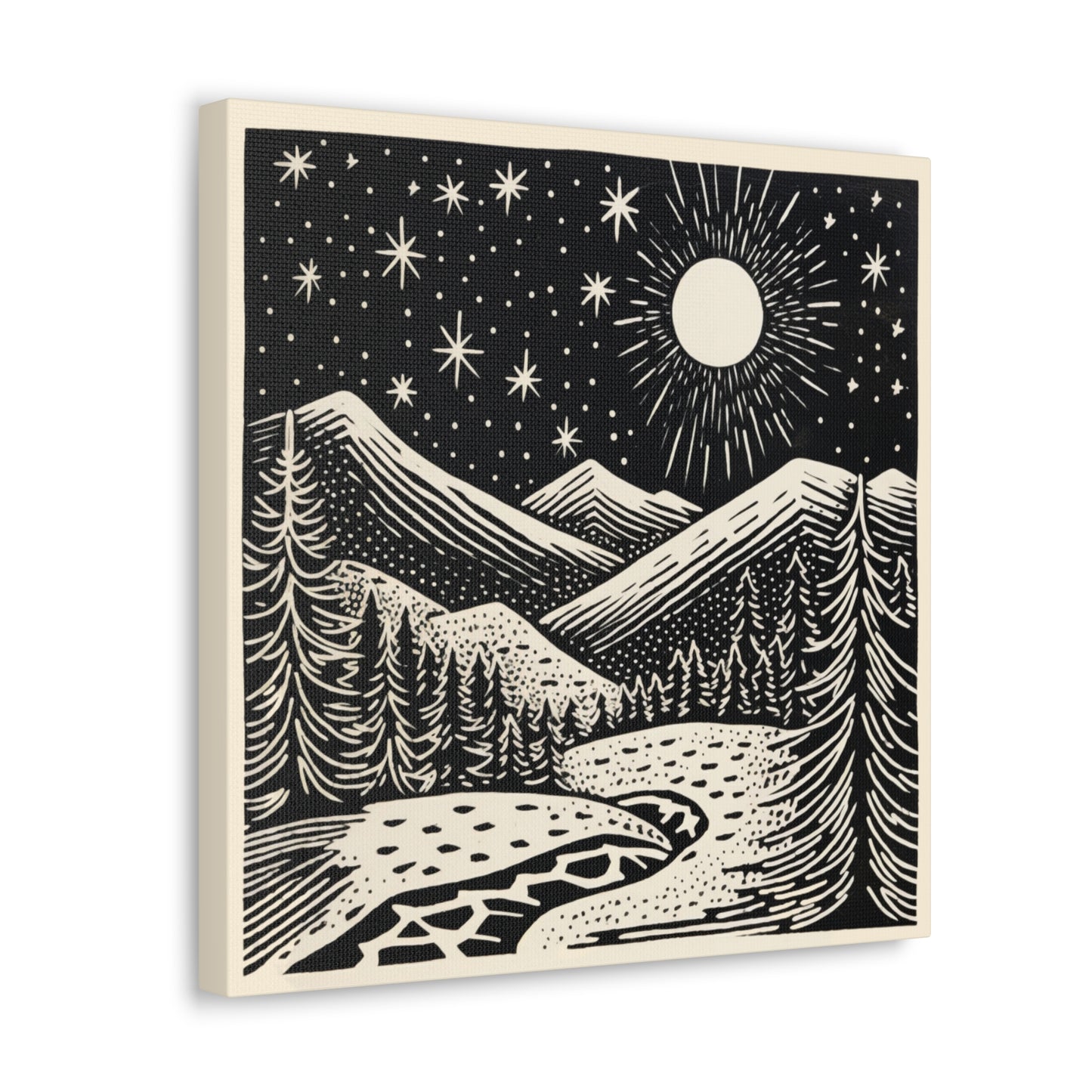 Full Moon Woodsy Night - Canvas Gallery Wrap