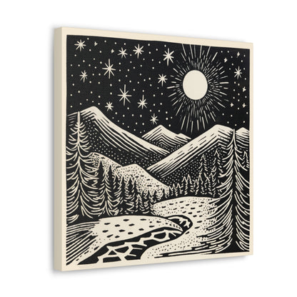 Full Moon Woodsy Night - Canvas Gallery Wrap
