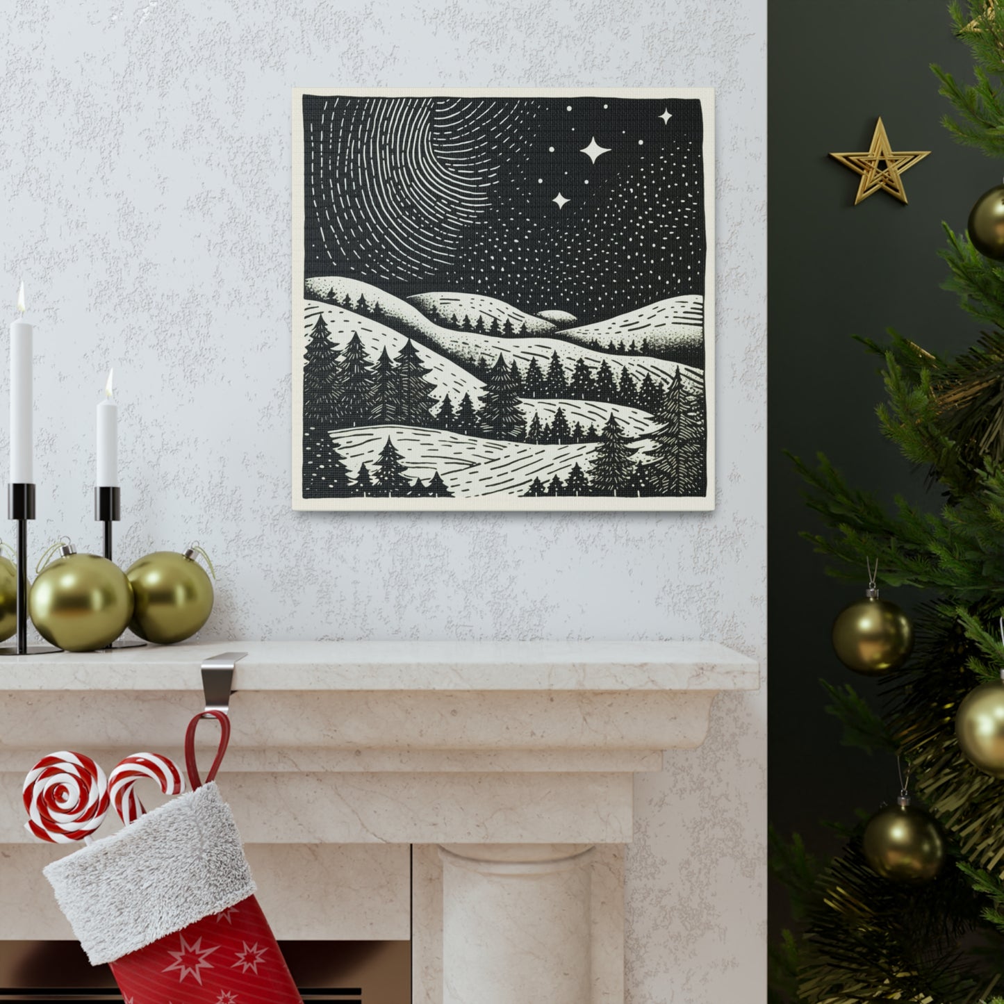 Starry Night Woodsy Night - Canvas Gallery Wrap
