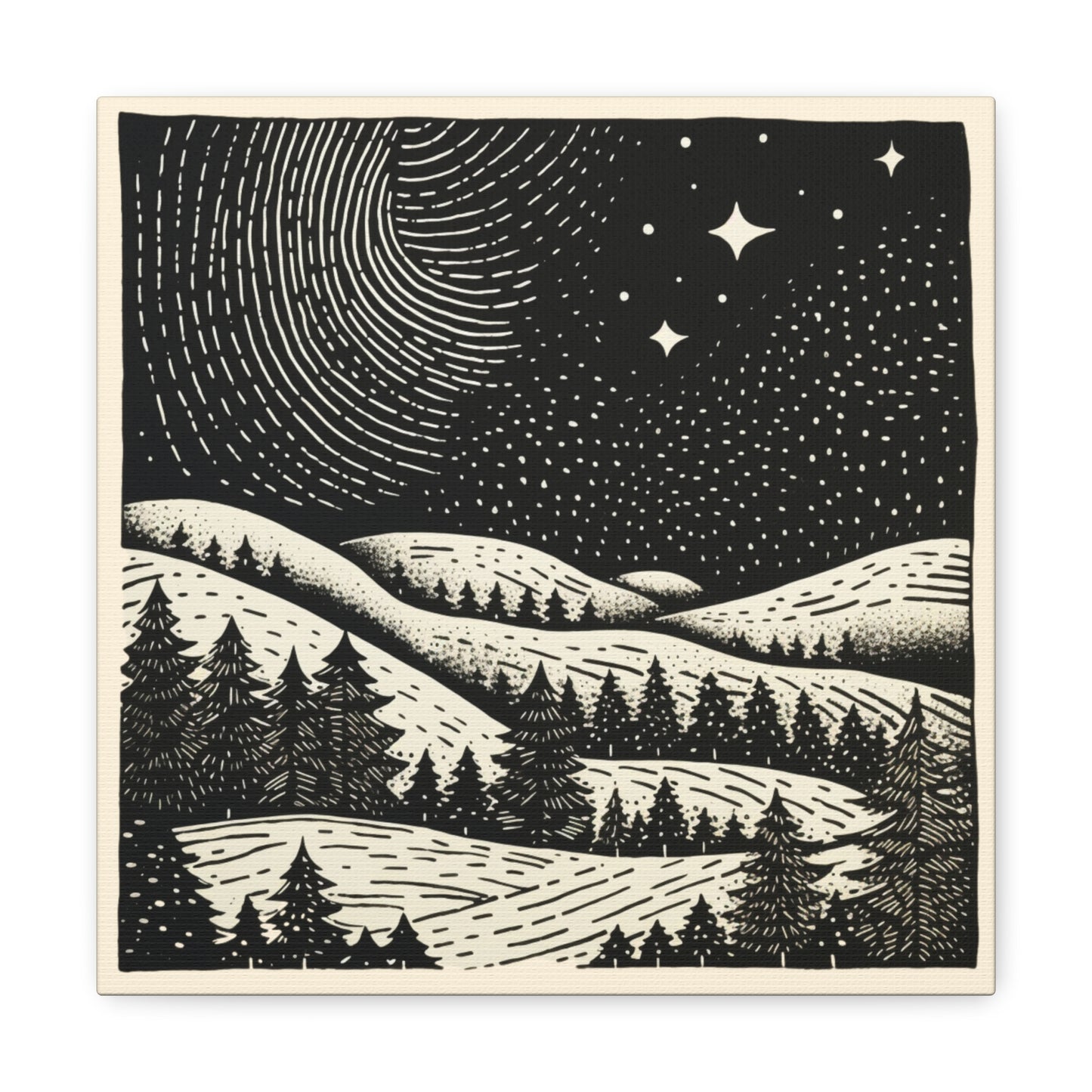 Starry Night Woodsy Night - Canvas Gallery Wrap