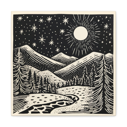 Full Moon Woodsy Night - Canvas Gallery Wrap