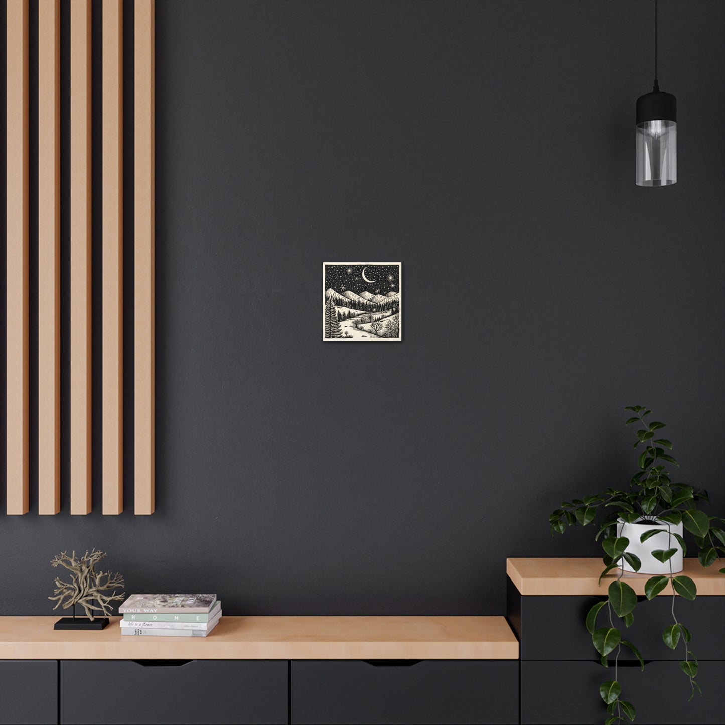 Crescent Moon Woodsy Night - Canvas Gallery Wrap