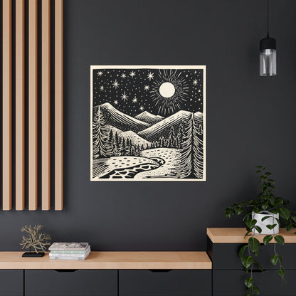 Full Moon Woodsy Night - Canvas Gallery Wrap