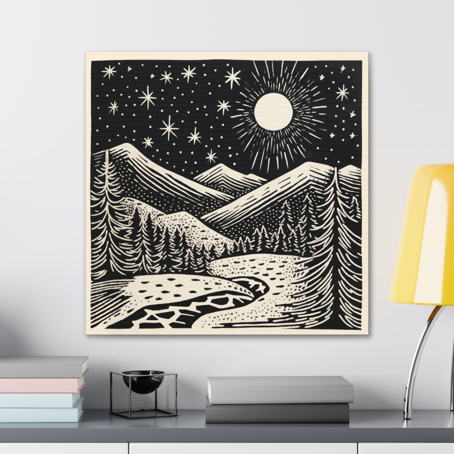 Full Moon Woodsy Night - Canvas Gallery Wrap