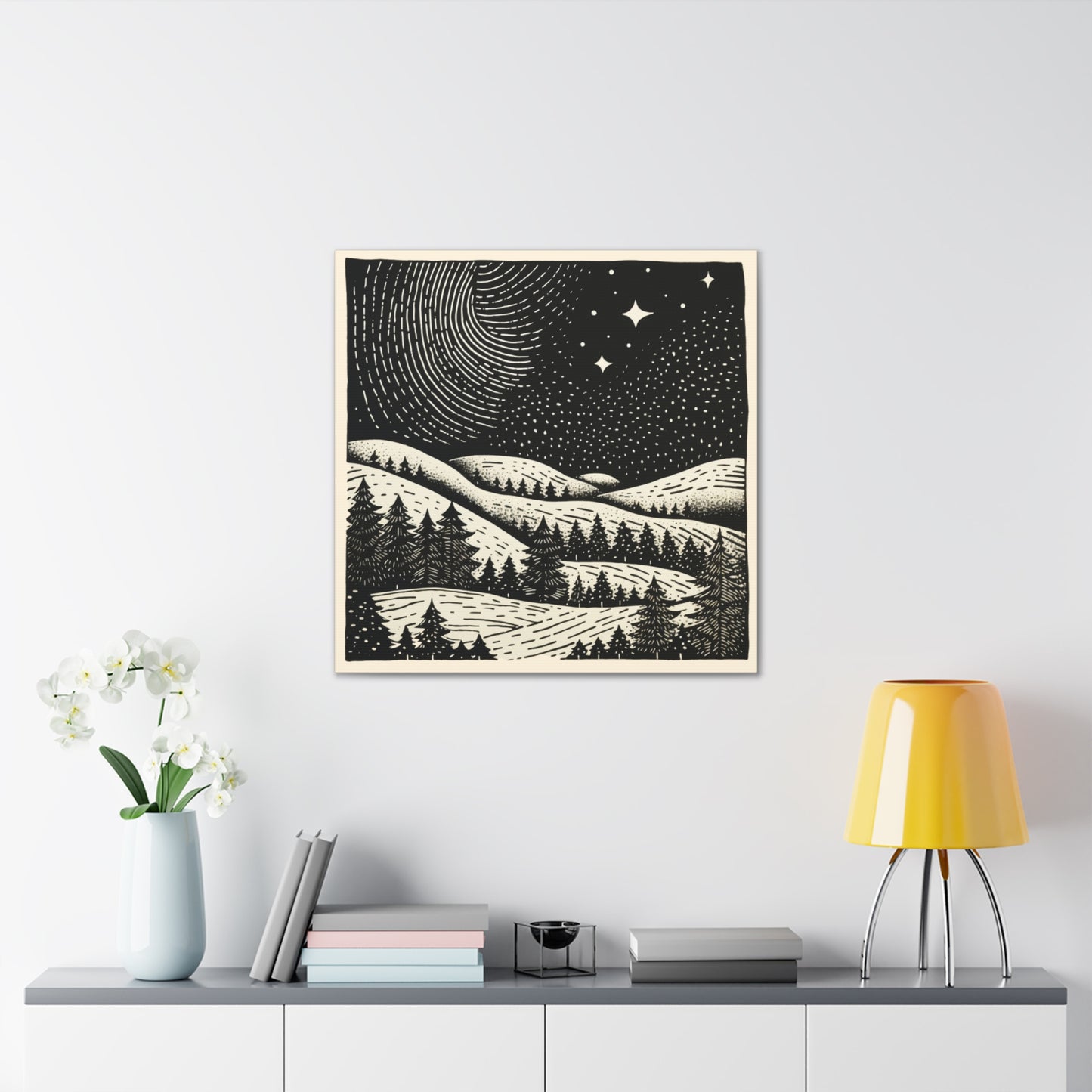 Starry Night Woodsy Night - Canvas Gallery Wrap