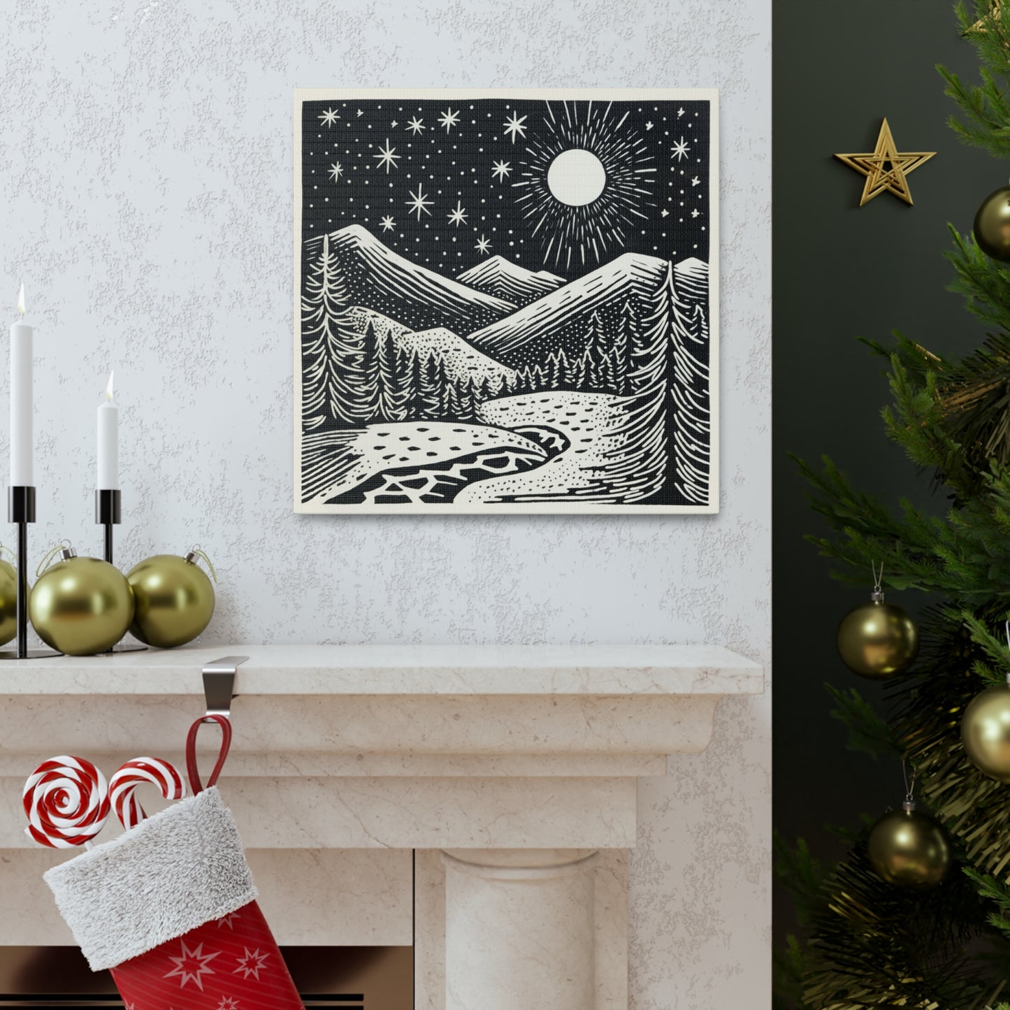 Full Moon Woodsy Night - Canvas Gallery Wrap