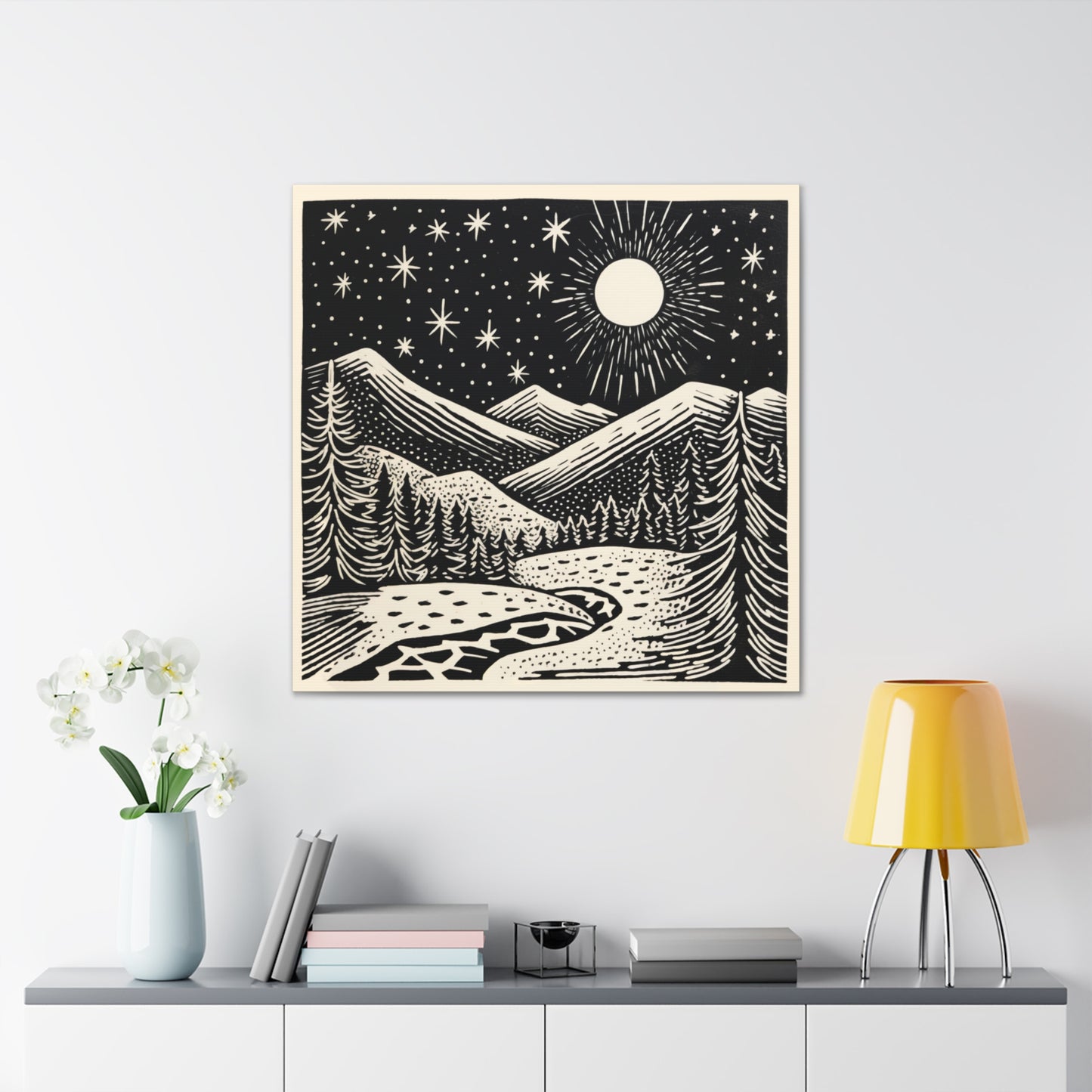 Full Moon Woodsy Night - Canvas Gallery Wrap