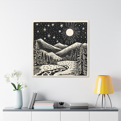 Full Moon Woodsy Night - Canvas Gallery Wrap