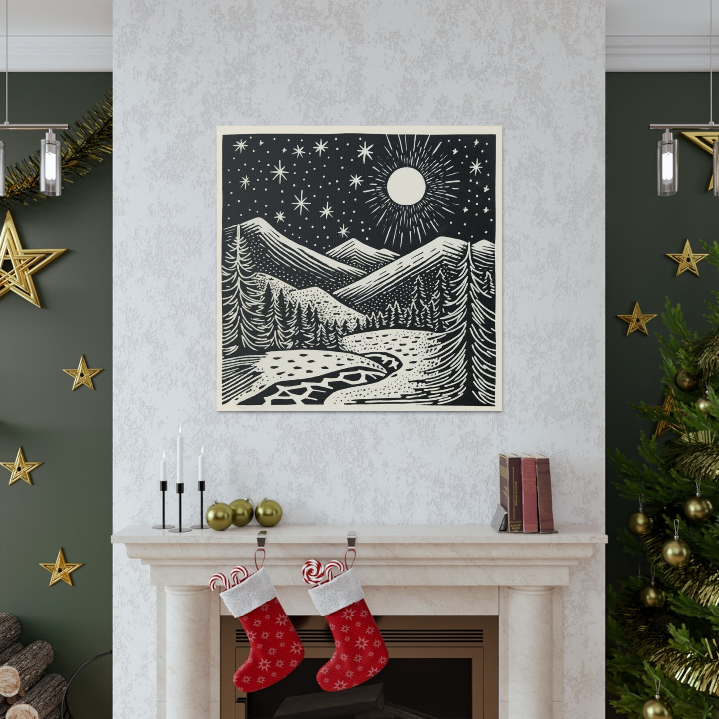 Full Moon Woodsy Night - Canvas Gallery Wrap