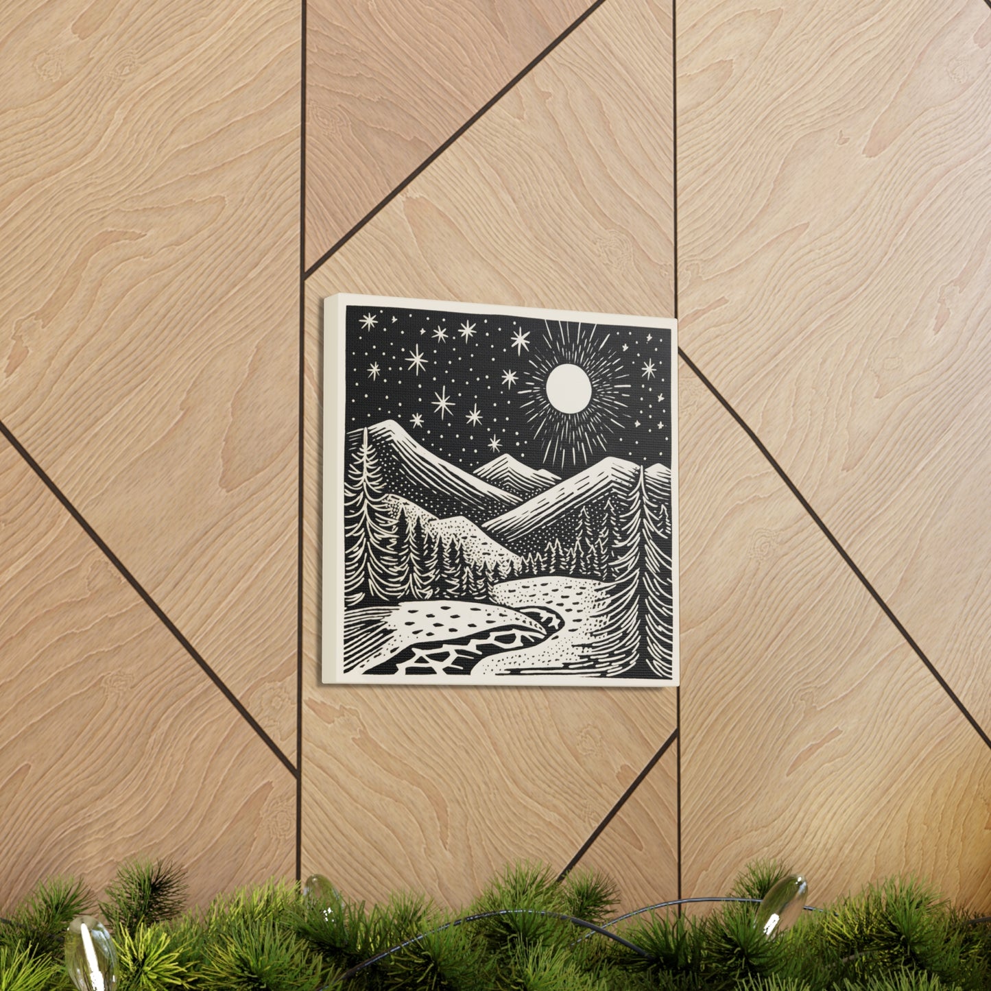 Full Moon Woodsy Night - Canvas Gallery Wrap