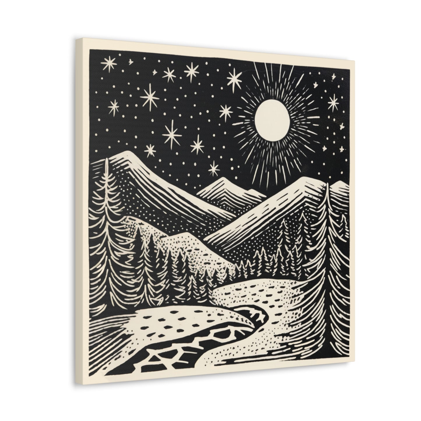Full Moon Woodsy Night - Canvas Gallery Wrap