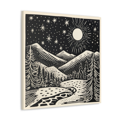 Full Moon Woodsy Night - Canvas Gallery Wrap