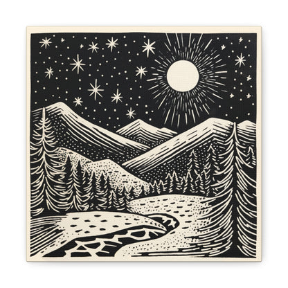 Full Moon Woodsy Night - Canvas Gallery Wrap