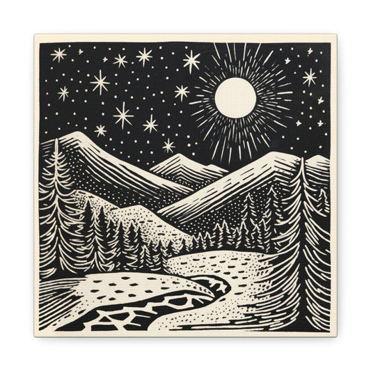 Full Moon Woodsy Night - Canvas Gallery Wrap