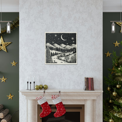 Crescent Moon Woodsy Night - Canvas Gallery Wrap