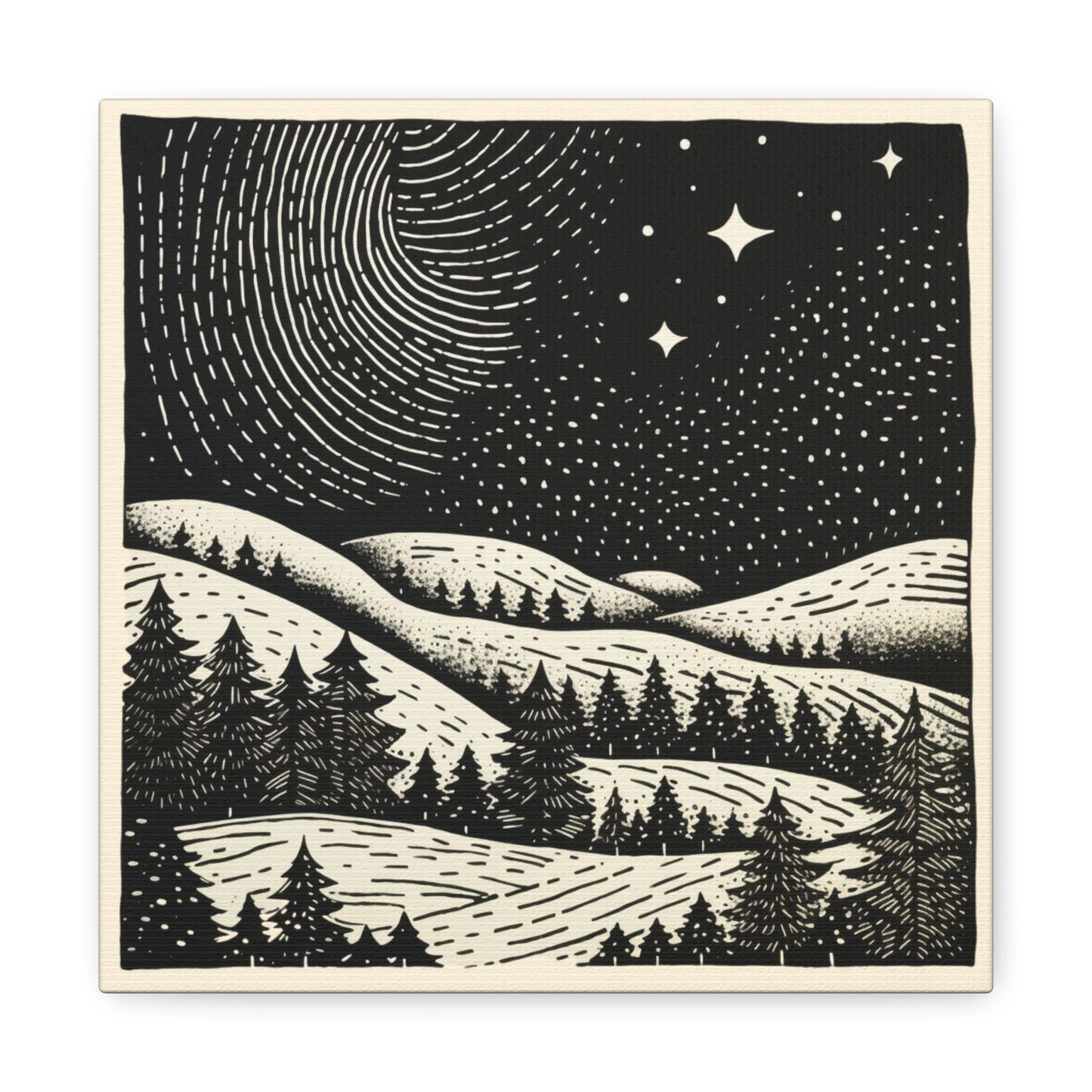 Starry Night Woodsy Night - Canvas Gallery Wrap