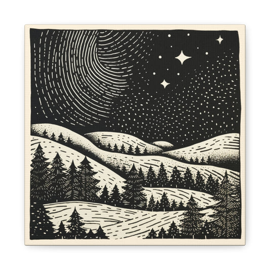 Starry Night Woodsy Night - Canvas Gallery Wrap