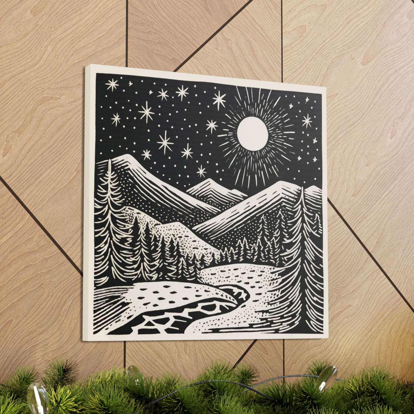 Full Moon Woodsy Night - Canvas Gallery Wrap