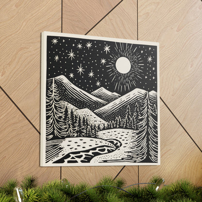 Full Moon Woodsy Night - Canvas Gallery Wrap