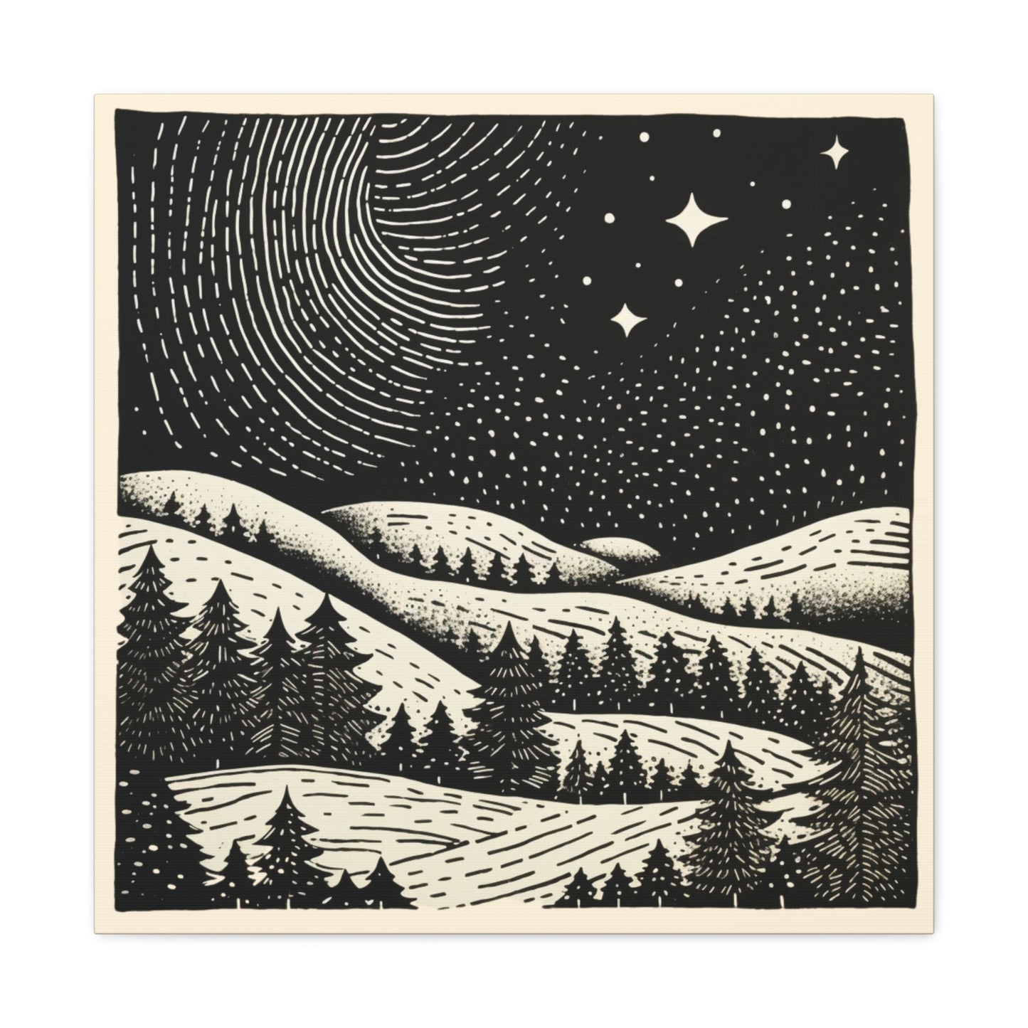 Starry Night Woodsy Night - Canvas Gallery Wrap