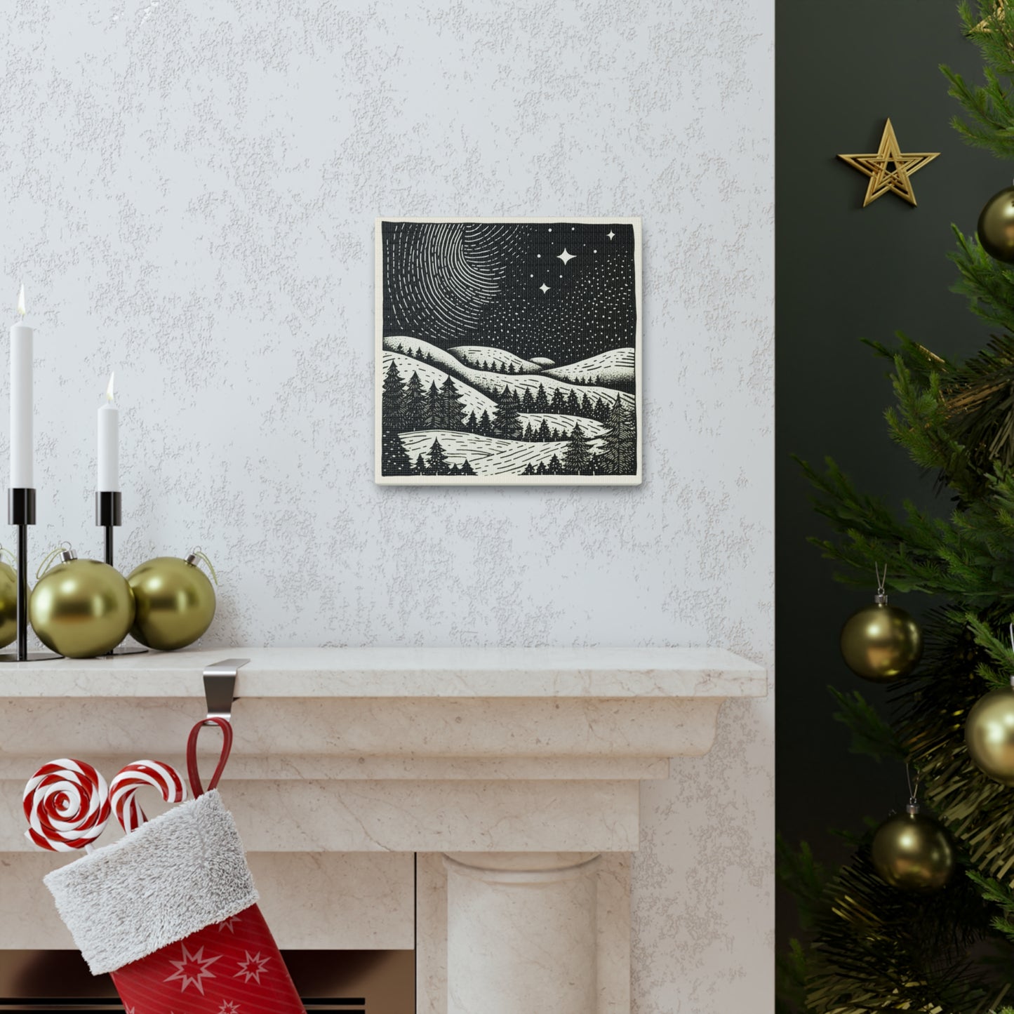 Starry Night Woodsy Night - Canvas Gallery Wrap